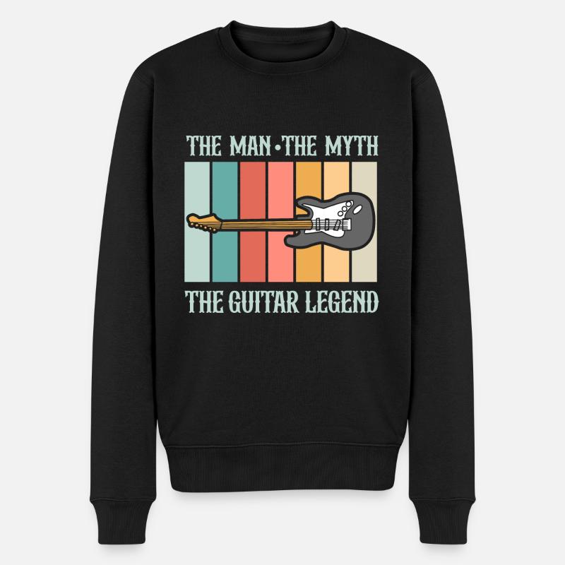 The man the guitar legend - Männer Premium Bio Pullover - Schwarz