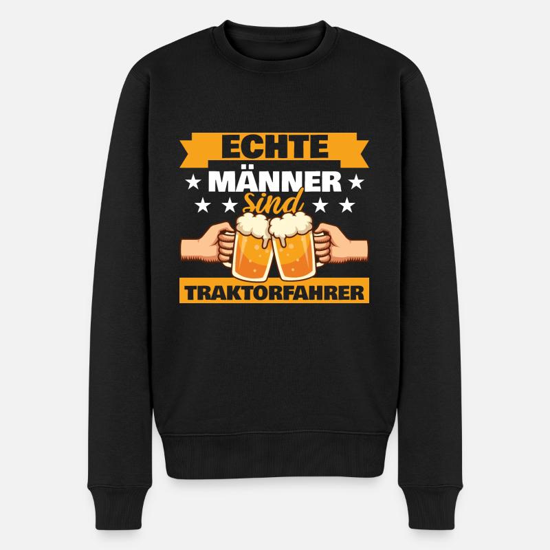 Echte Männer sind Traktorfahrer - Männer Premium Bio Pullover - Schwarz