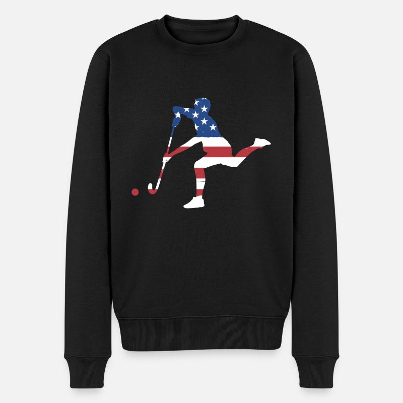 Sport Us Flag Field Hockey - Männer Premium Bio Pullover - Schwarz