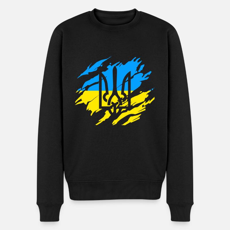 Ukraine Solidarität - Männer Premium Bio Pullover - Schwarz