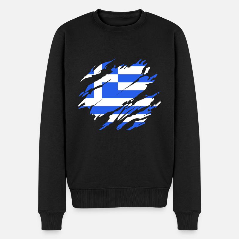 Griechenland - Männer Premium Bio Pullover - Schwarz