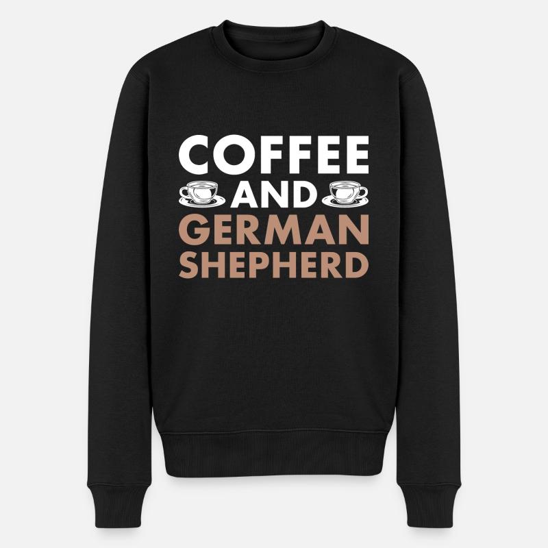 Café et berger allemand - Pull Premium bio Homme - noir