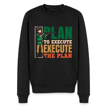 Plan to execute, execute the plan - Männer Premium Bio Pullover - Schwarz - Vorne - Nico (187cm)