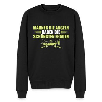 Männer die Angeln haben die schönsten Frauen - Männer Premium Bio Pullover - Schwarz - Vorne - Nico (187cm)