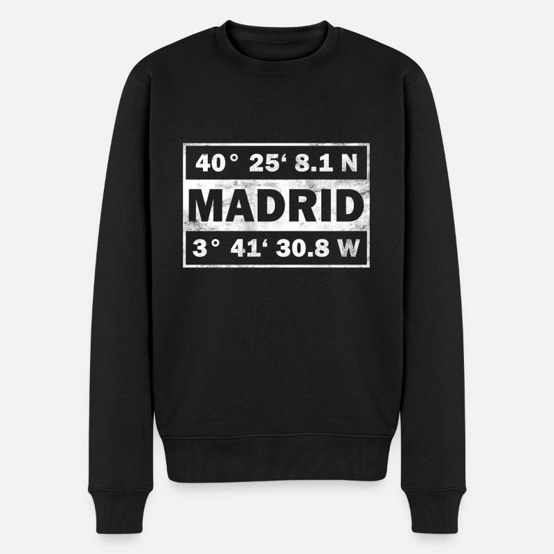 Coordonnées Madrid Espagne Madrid - Pull Premium bio Homme - noir