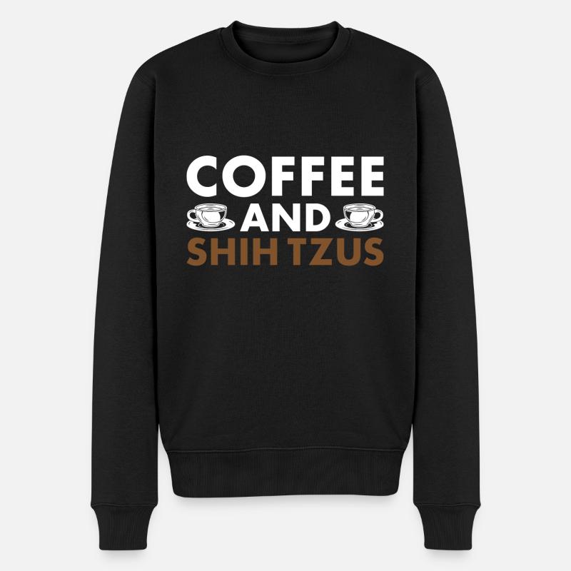 Café et Shih Tzu - Pull Premium bio Homme - noir