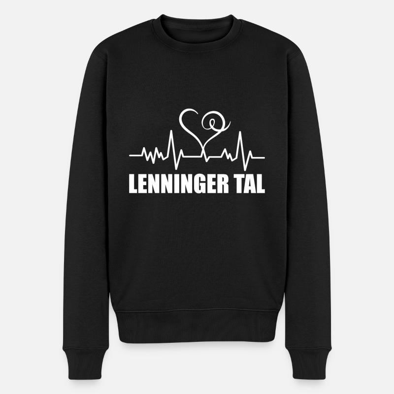 Heartbeat Lenninger Tal - Männer Premium Bio Pullover - Schwarz
