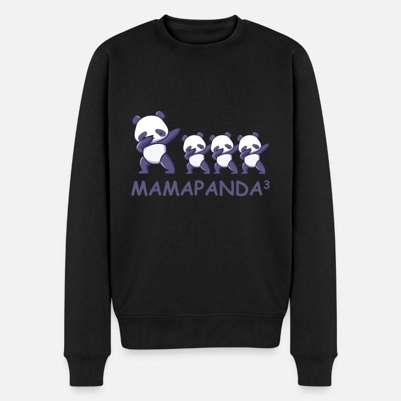 Schwanger werdene Mutter Drillinge Panda - Männer Premium Bio Pullover - Schwarz