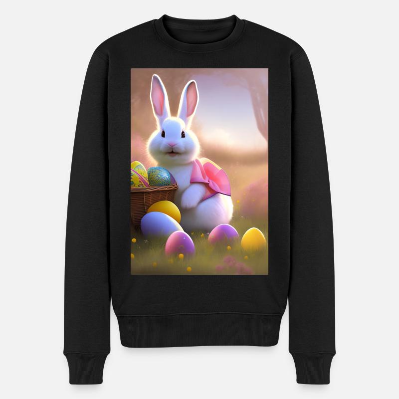 Osterhase mit Oster Eier - Männer Premium Bio Pullover - Schwarz