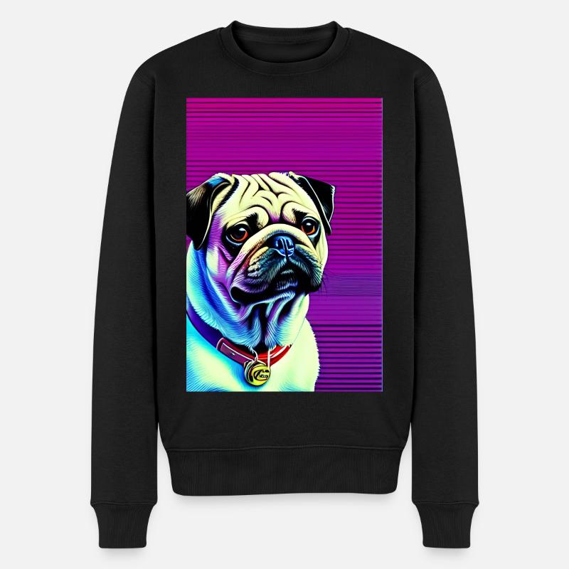 Mops Hund - Männer Premium Bio Pullover - Schwarz