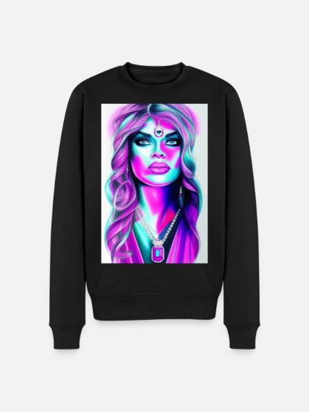 Frau mit Schmuck - Männer Premium Bio Pullover - Schwarz