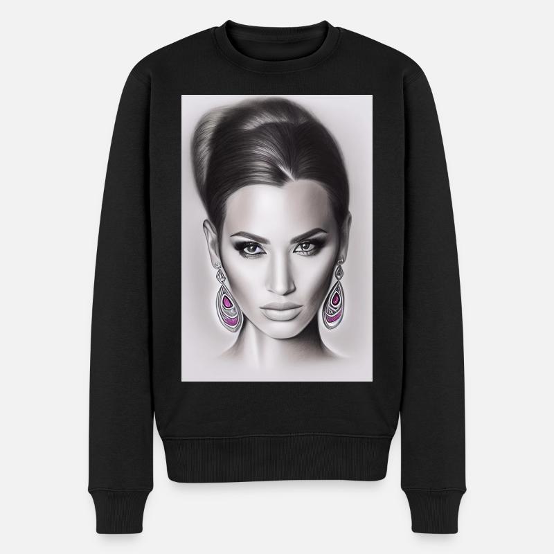 Femme avec boucle d’oreille - Pull Premium bio Homme - noir