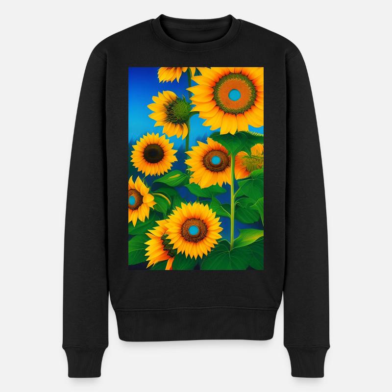 Sonnenblumen - Männer Premium Bio Pullover - Schwarz