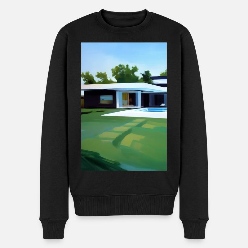 Weiße Villa mit Pool - Männer Premium Bio Pullover - Schwarz