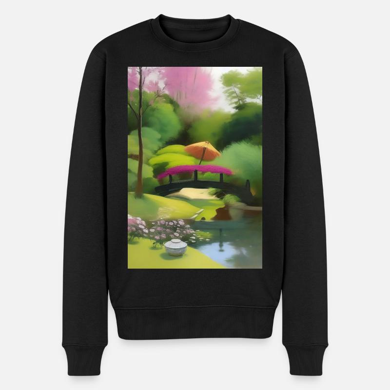 Jardin zen chinois - Pull Premium bio Homme - noir
