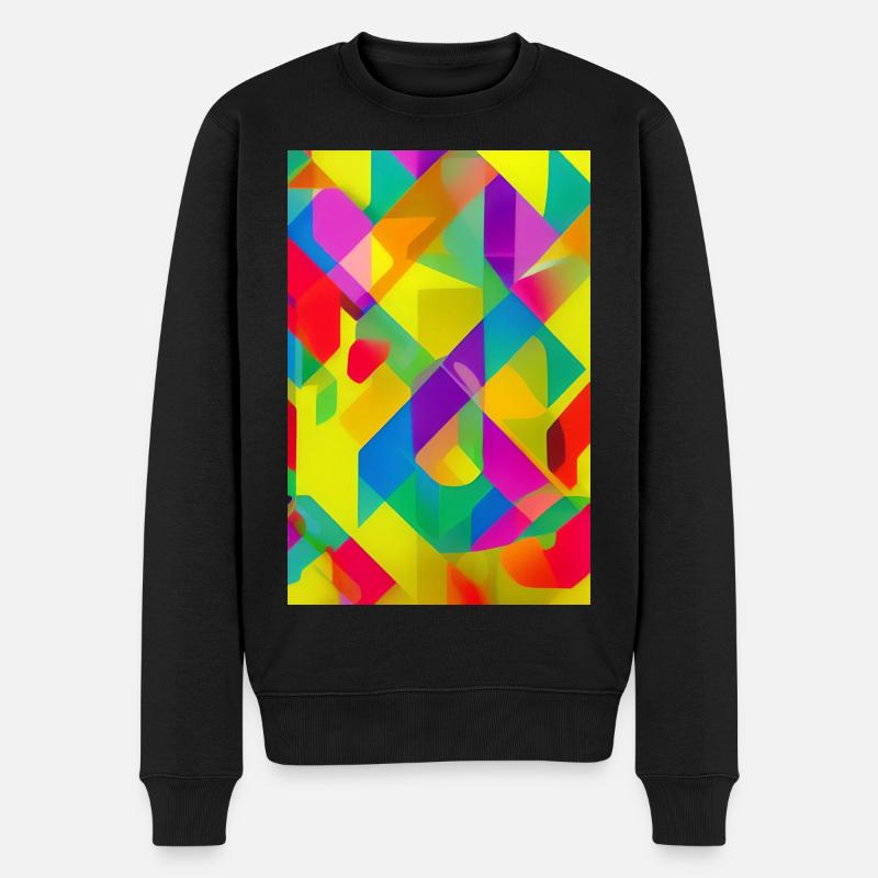 Retro Muster Bunt - Männer Premium Bio Pullover - Schwarz