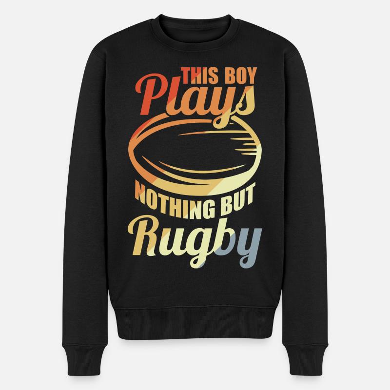 Junge der Rugby spielt - Männer Premium Bio Pullover - Schwarz