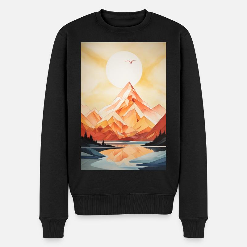 Paysage de Montagne avec coucher de soleil - Pull Premium bio Homme - noir