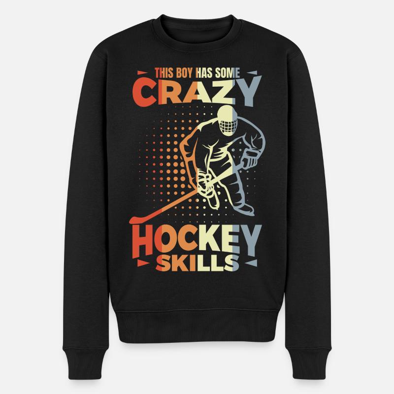 Kleiner Eishockeyspieler - Männer Premium Bio Pullover - Schwarz