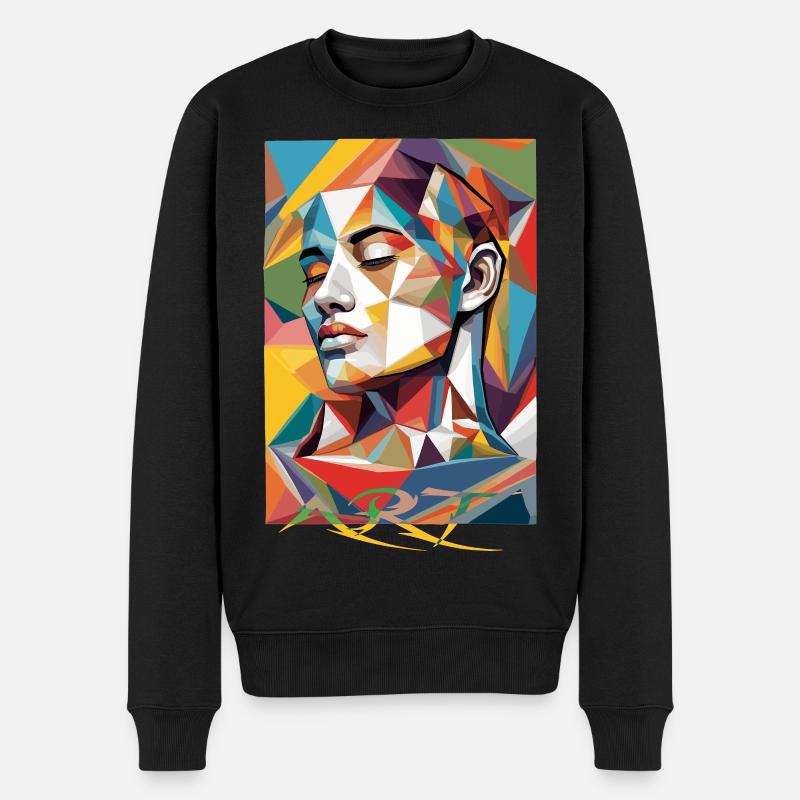 Moderne Gesichts Kunst - Männer Premium Bio Pullover - Schwarz