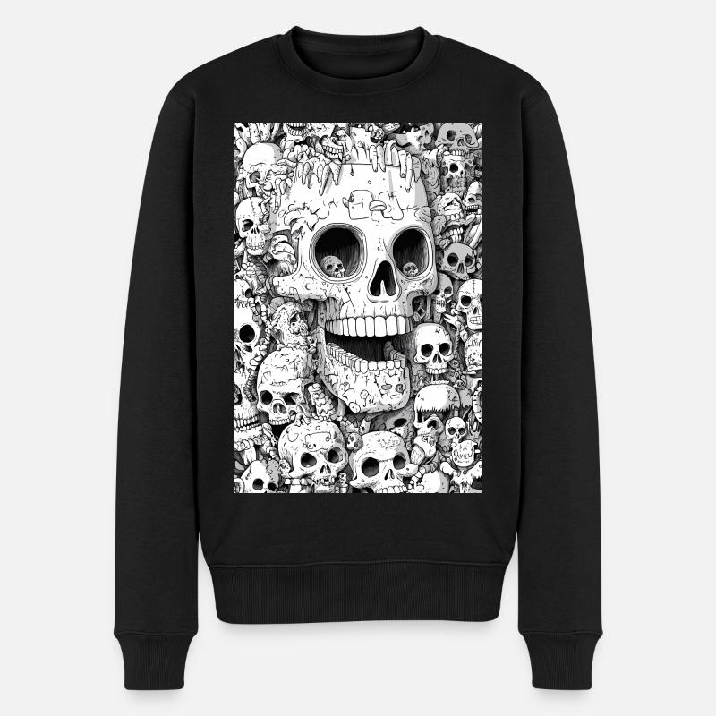 Skeletthülle im Schwarzweiß - Männer Premium Bio Pullover - Schwarz