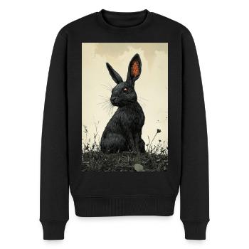 Nachtkaninchen im Nebel - Männer Premium Bio Pullover - Schwarz - Vorne - Nico (187cm)