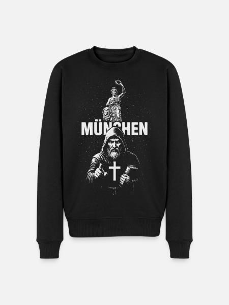 Mönch von München - Männer Premium Bio Pullover - Schwarz