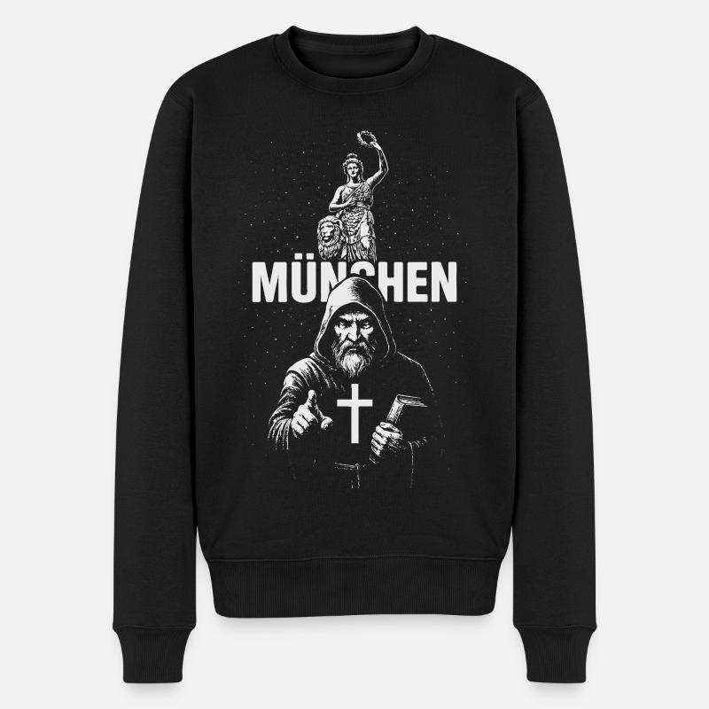 Mönch von München - Männer Premium Bio Pullover - Schwarz