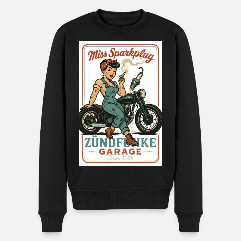 Miss Sparkplug – Zündfunke Garage Queen - Männer Premium Bio Pullover - Schwarz