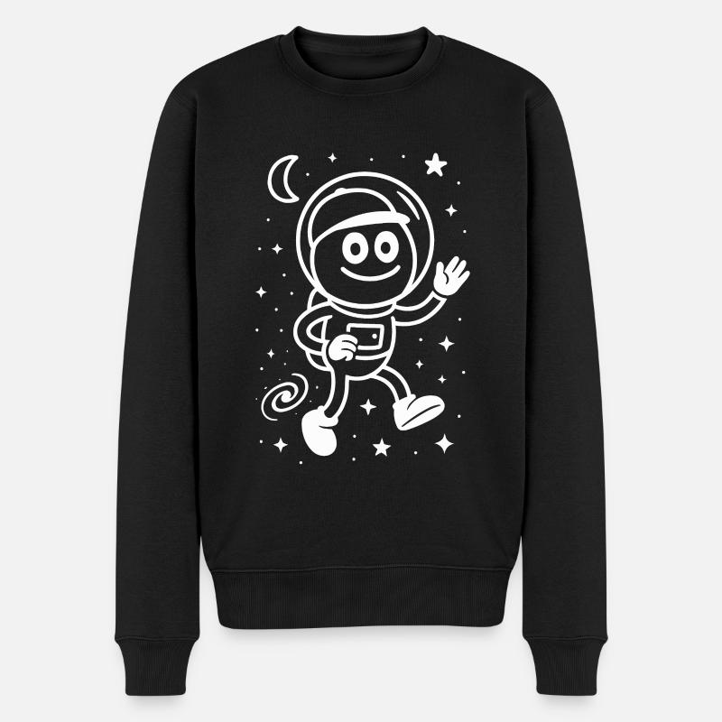 Ribbo als Astronaut auf Weltraummission - Männer Premium Bio Pullover - Schwarz