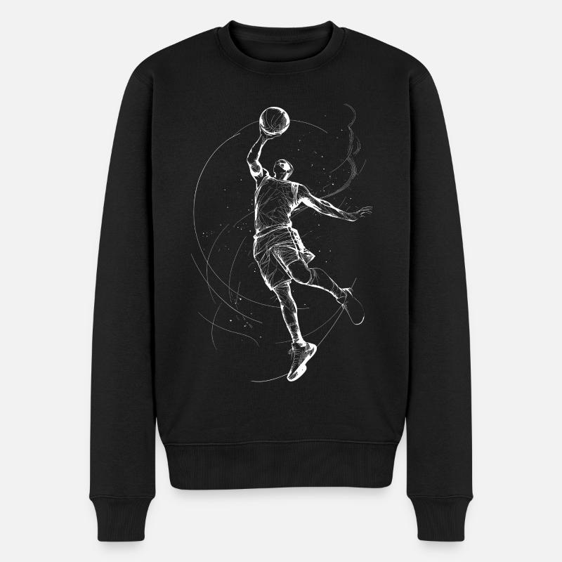 Dynamischer Basketballspieler Illustration - Männer Premium Bio Pullover - Schwarz