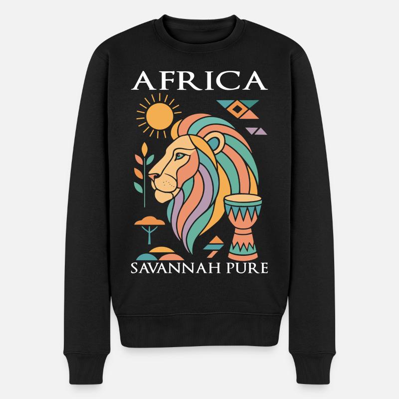 Löwe afrika in pastell - Männer Premium Bio Pullover - Schwarz