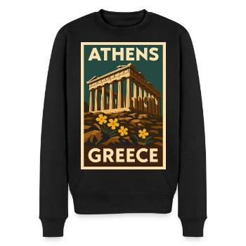 Athens Greece – Retro Travel Poster Art Deco - Men's Premium Organic Jumper - black - Front - Nico (187cm)