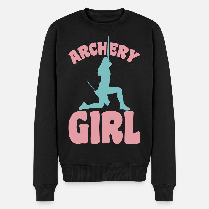 Bogenschützin Mädchen - Männer Premium Bio Pullover - Schwarz