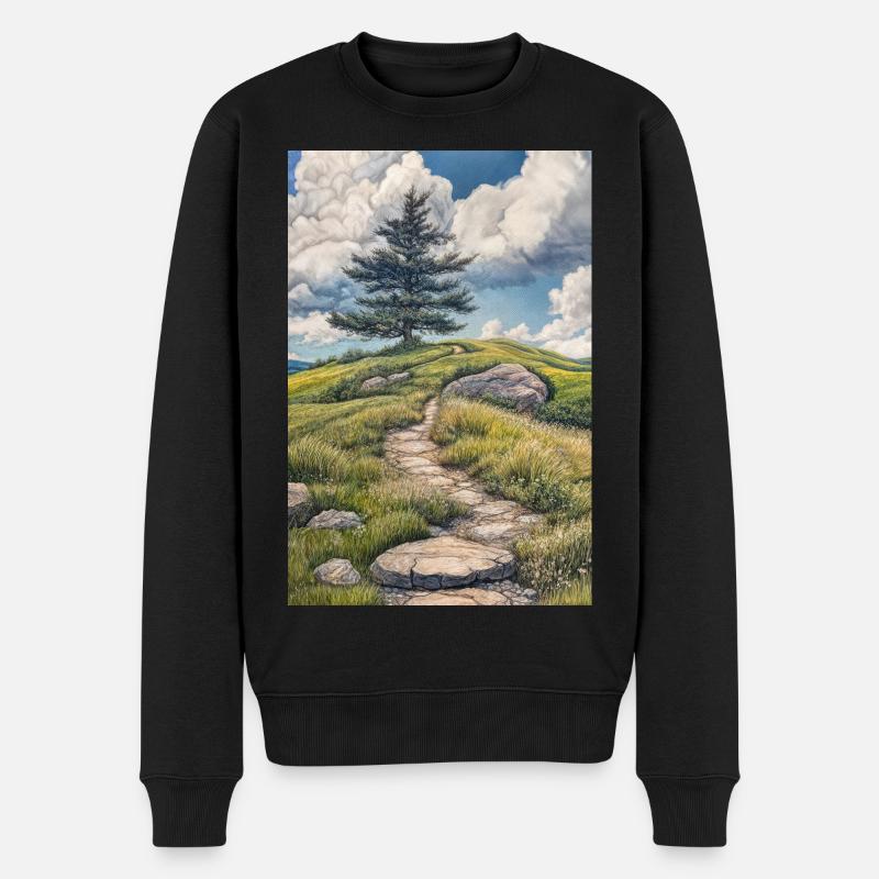 Illustration einer Naturlandschaft - Männer Premium Bio Pullover - Schwarz
