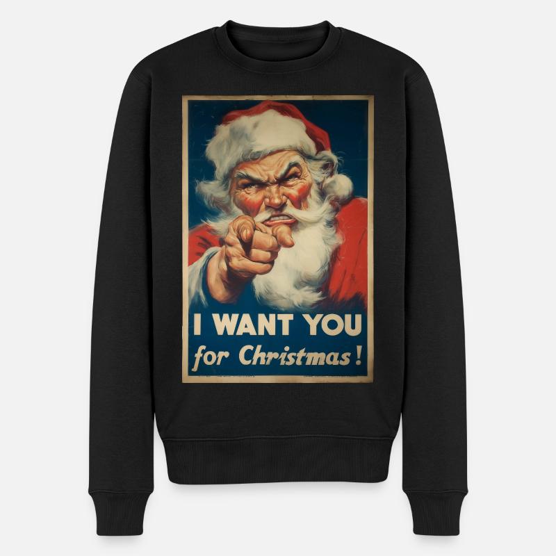 Weihnachtsmann Werbeplakat - Männer Premium Bio Pullover - Schwarz
