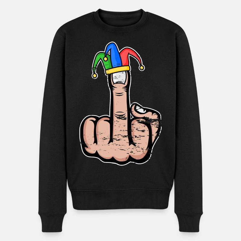 Mittelfinger Stingerfinger Karneval - Männer Premium Bio Pullover - Schwarz