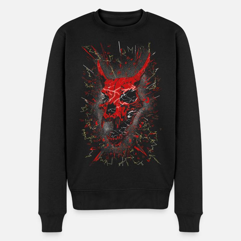 Crâne de Démon Brisé au néon - Pull Premium bio Homme - noir