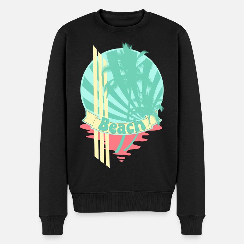 Strand Palmen Meer Banner - Männer Premium Bio Pullover - Schwarz