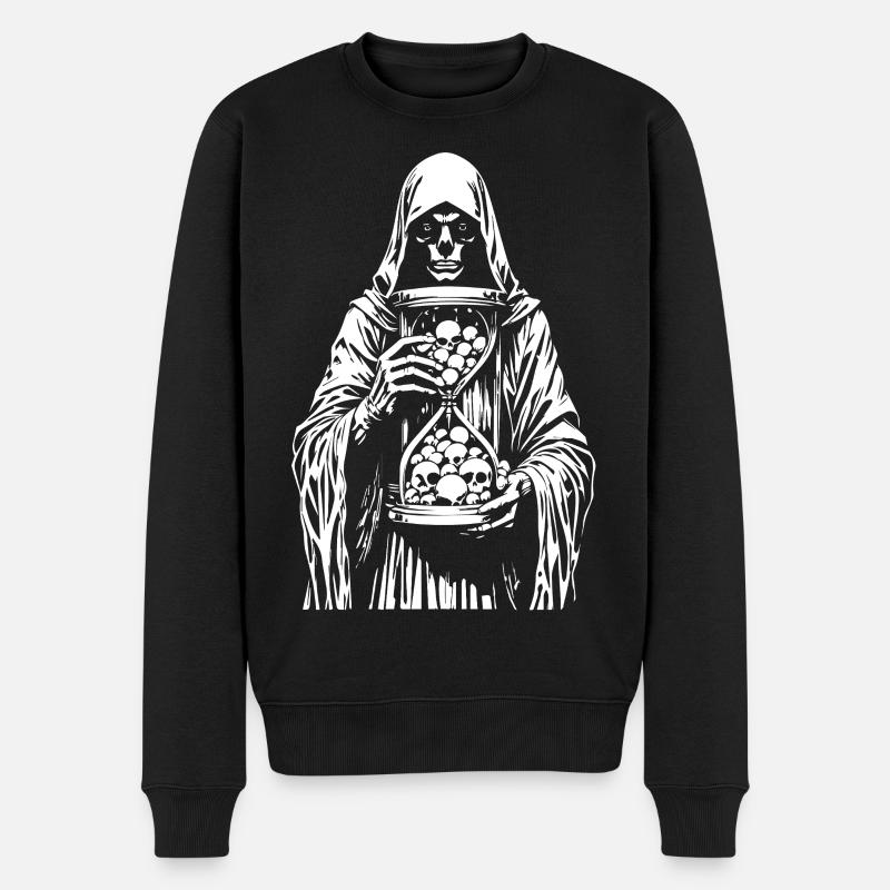 Sensenmann mit Schädeln - Männer Premium Bio Pullover - Schwarz