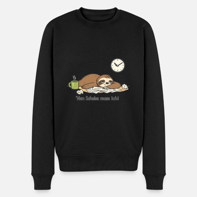 Faultier N Scheiß muss ich Homeoffice - Männer Premium Bio Pullover - Schwarz