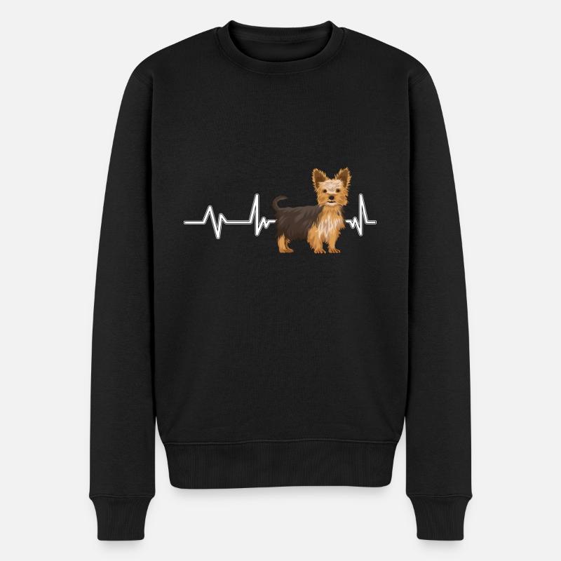 Yorkshire Terrier Yorkshire Terrier Heartbeat - Männer Premium Bio Pullover - Schwarz