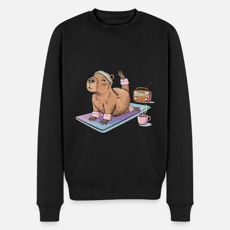 Lustiges Pilates Yoga Capybara - Männer Premium Bio Pullover - Schwarz
