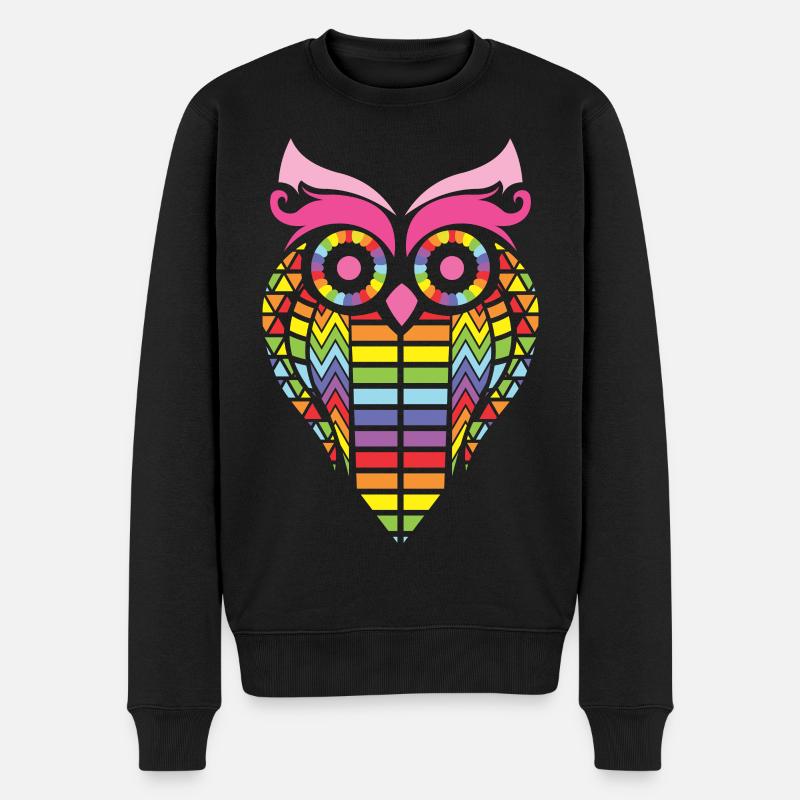 RAINBOW OWL - Männer Premium Bio Pullover - Schwarz