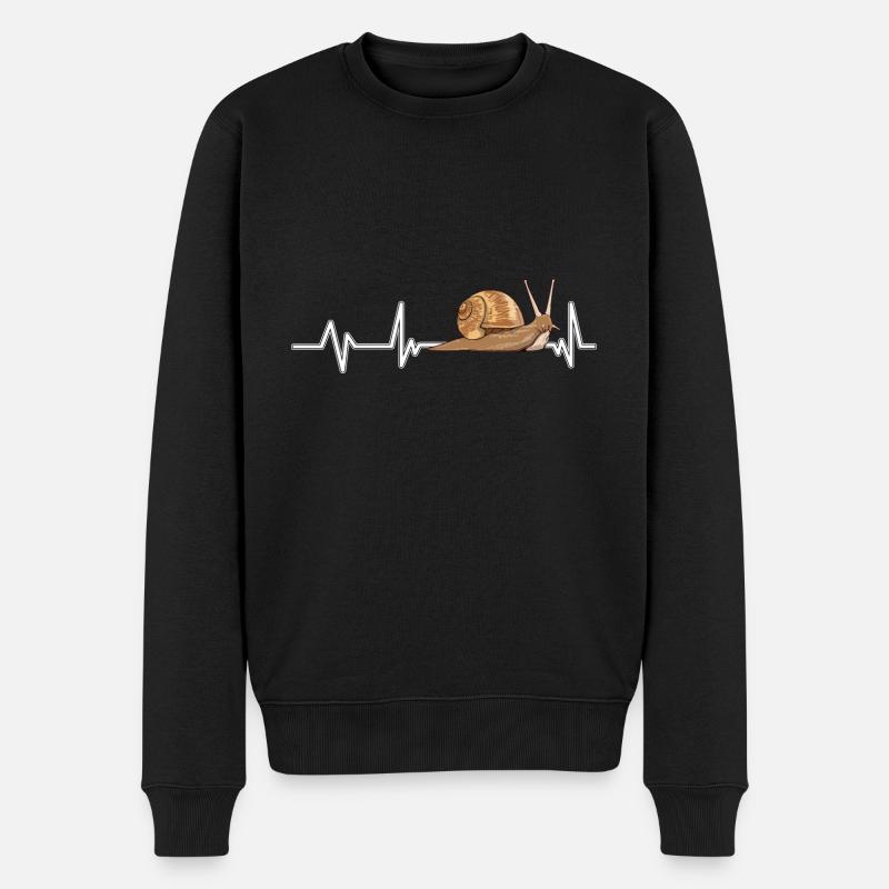 Schnecken Snail Heartbeat - Männer Premium Bio Pullover - Schwarz