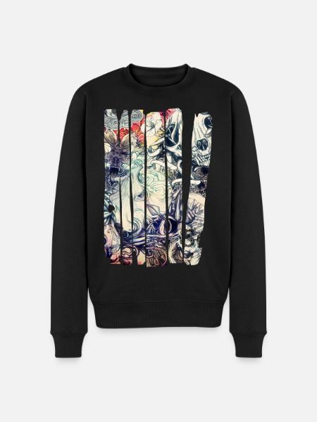 Flower and skull - Men's Premium Organic Jumper - black