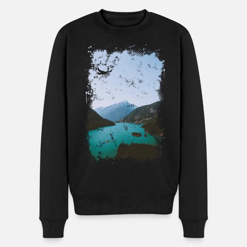 Alpenpanorama - Männer Premium Bio Pullover - Schwarz