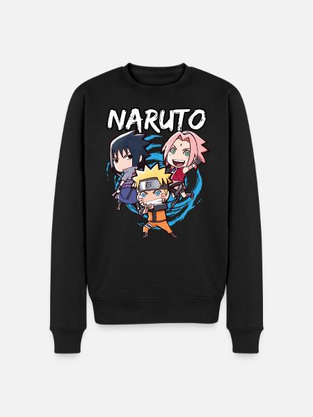 Naruto Shippuden Naruto, Sakura & Sasuke As Chibi - Maglione ecologico premium da uomo - nero
