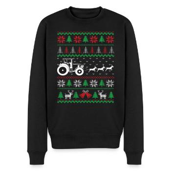 Landwirtschaft Weihnachten | Bauer | Traktor Xmas - Männer Premium Bio Pullover - Schwarz - Vorne - Nico (187cm)