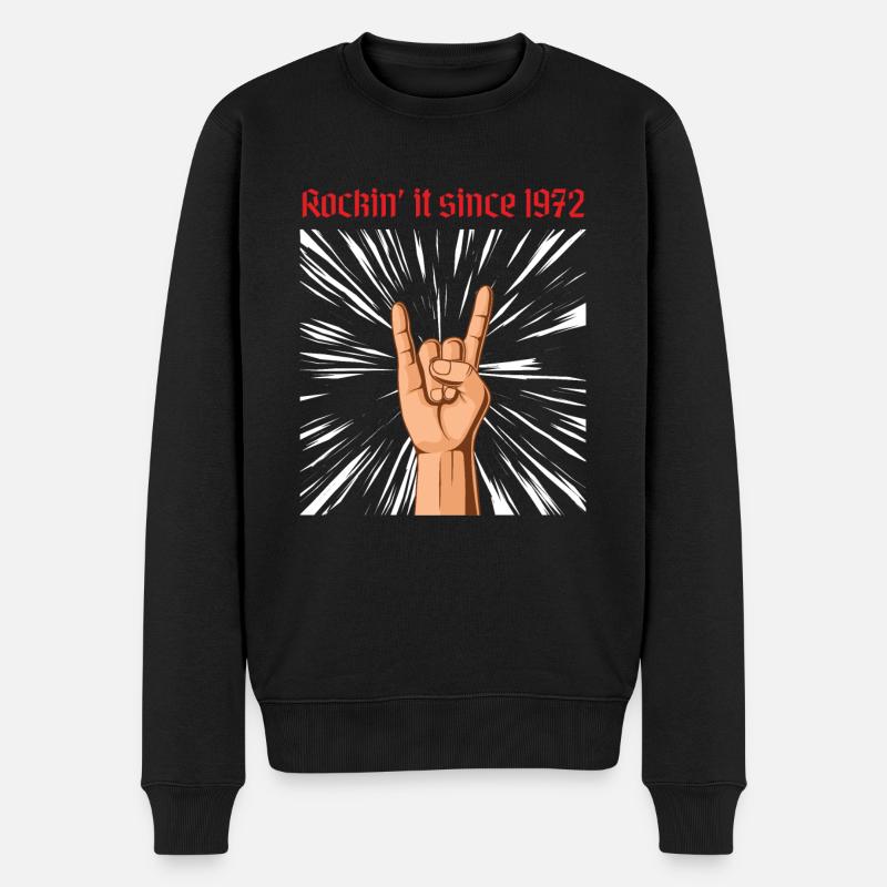 Rockin it since 1972 Heavy Metal Geburtstag Gruß - Männer Premium Bio Pullover - Schwarz